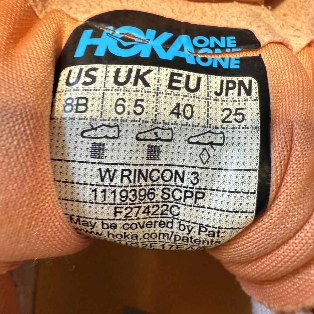 HOKA One One Rincon 3 Women’s sz 8 Coral Peach Running Shoes Lightweight Cushion - Picture 3 of 16